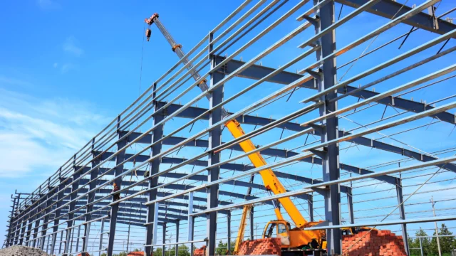 steel frame structure is under construction