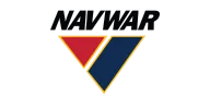 NAVWAR logo featuring a red triangle and a blue quadrilateral outlined in yellow.