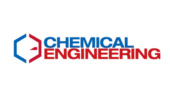 Logo featuring a hexagon shape with an intersecting line in red, followed by the text "CHEMICAL ENGINEERING" in blue and red.